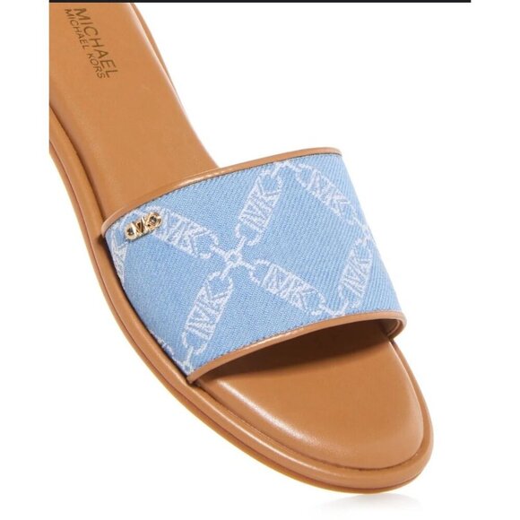 NIB Michael Kors Saylor Slide Sandals Blu Haze Mlt Slip-On Open Toe 9.5M - Picture 6 of 8